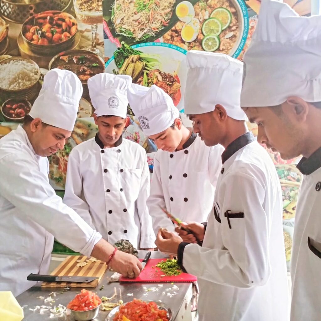 HM students making misa with chef SIHM hotel management institute Dehradun07-04 at 4.53.43 PM SIHM Kitchen