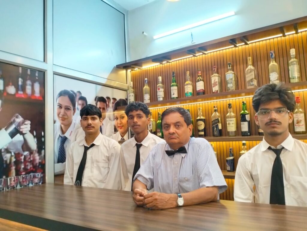 bartender students with trainer
